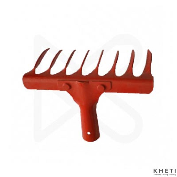 Falcon Steel 8-Teeth Garden Rake with Steel Handle (Red) 